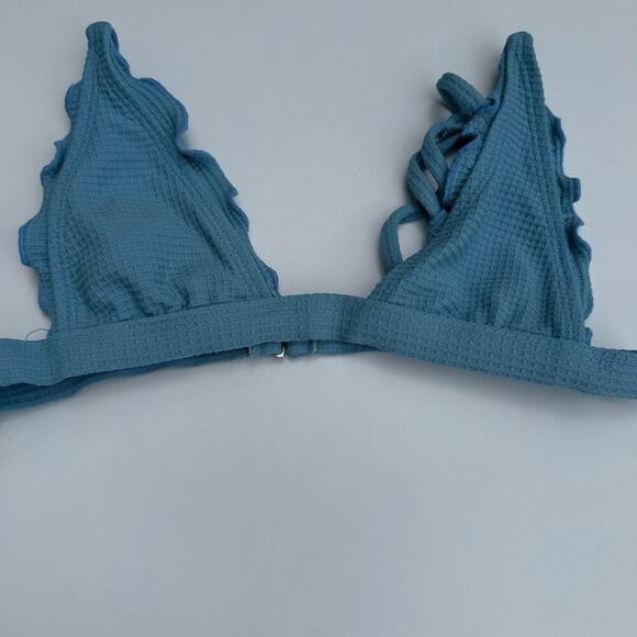 Ris-K bikini set baby blue waffle textured bikini set ruffle size extra small - Picture 7 of 9